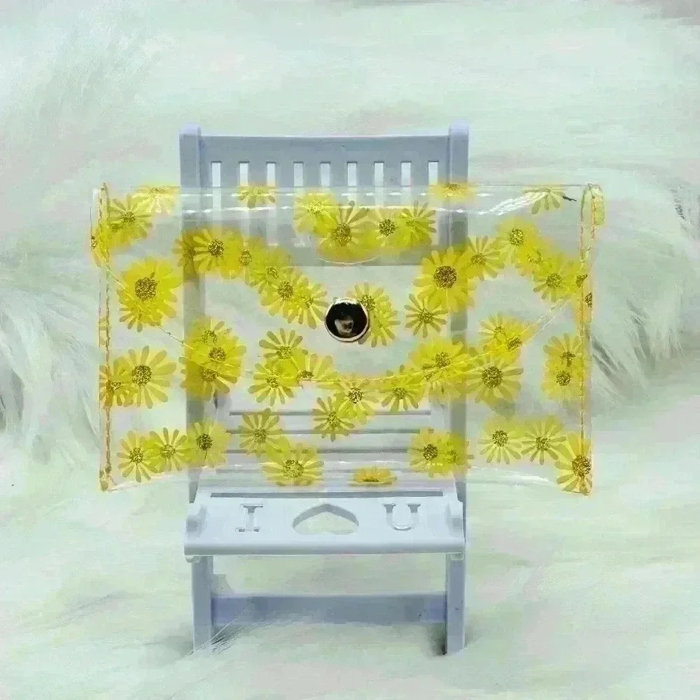 Yellow Florals Clear Card Case Wallet